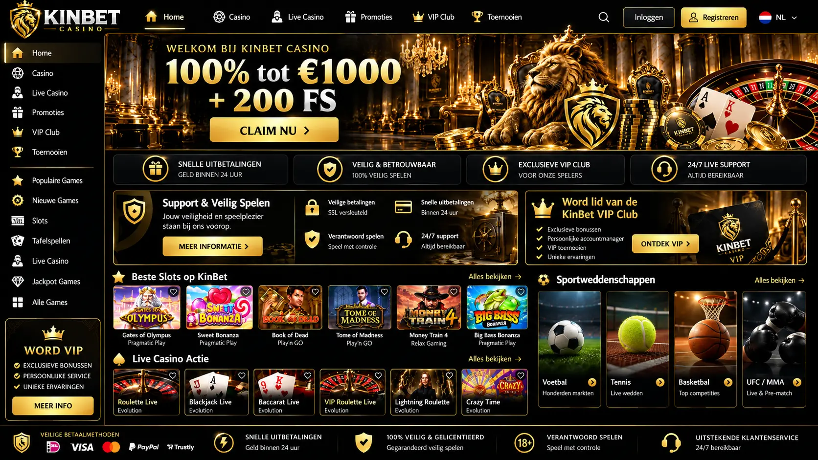 KinBet Casino Nederland: Online Spellen, Live Tafels en Casino Gids image 3